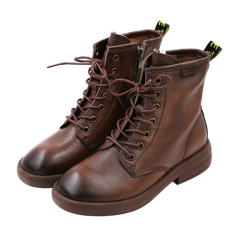 Retro Leather Seven Eyelets Lace-up Martin Boots