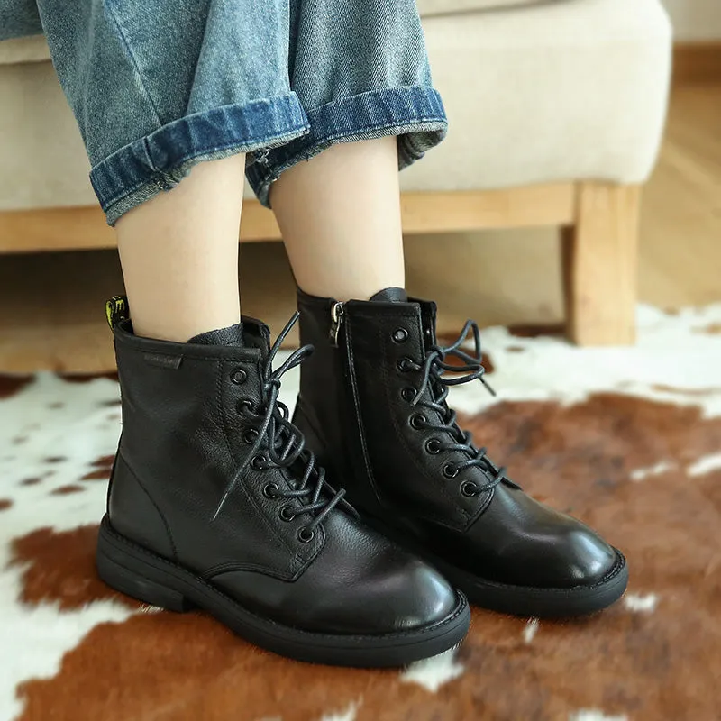 Retro Leather Seven Eyelets Lace-up Martin Boots