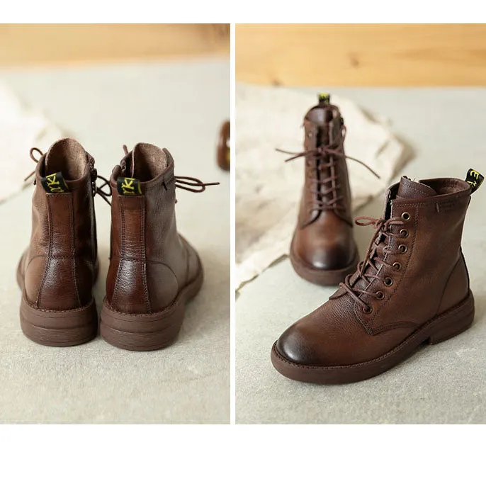 Retro Leather Seven Eyelets Lace-up Martin Boots