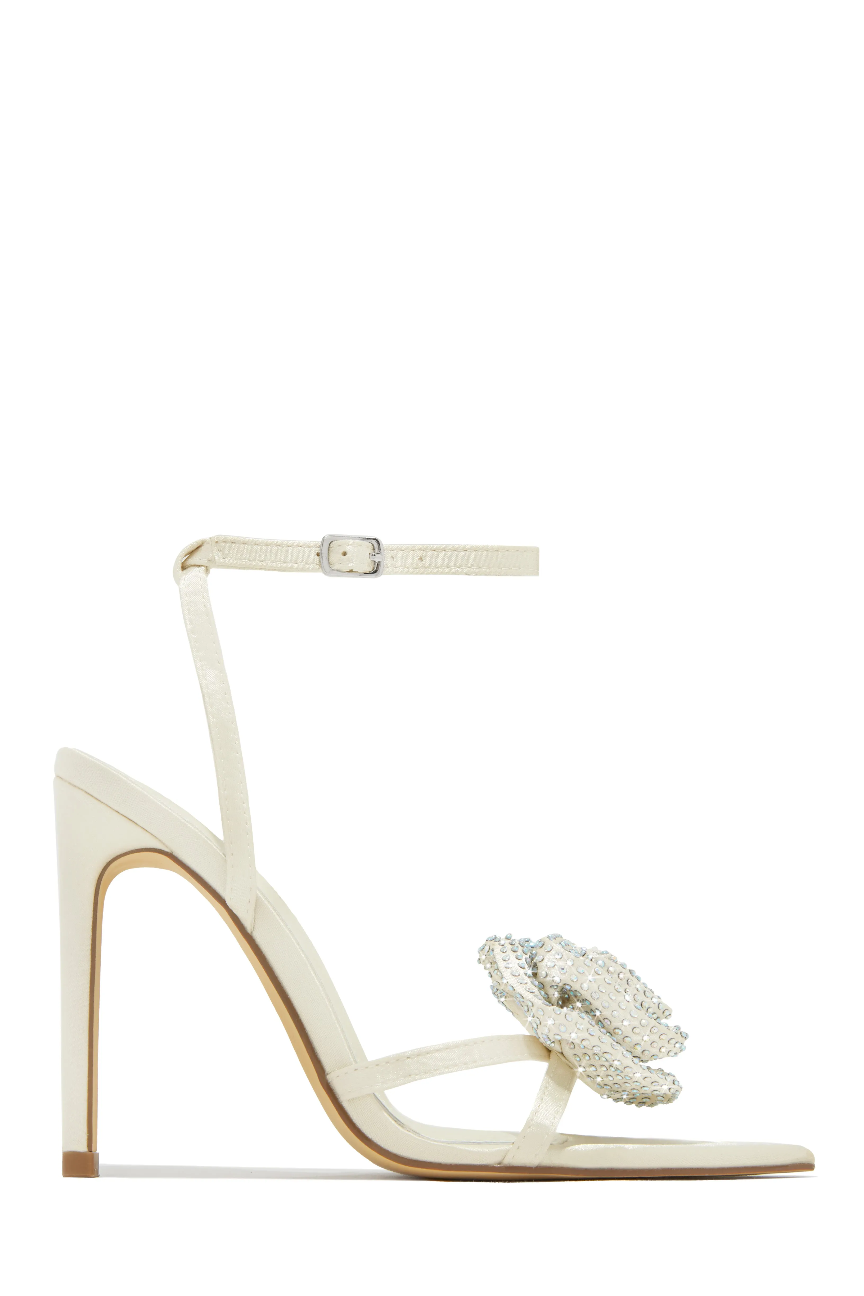 Rose Embellished Rose High Heels - Ivory