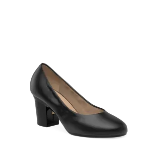 The Ballet Pump - Coal Stretch Leather 3 Block