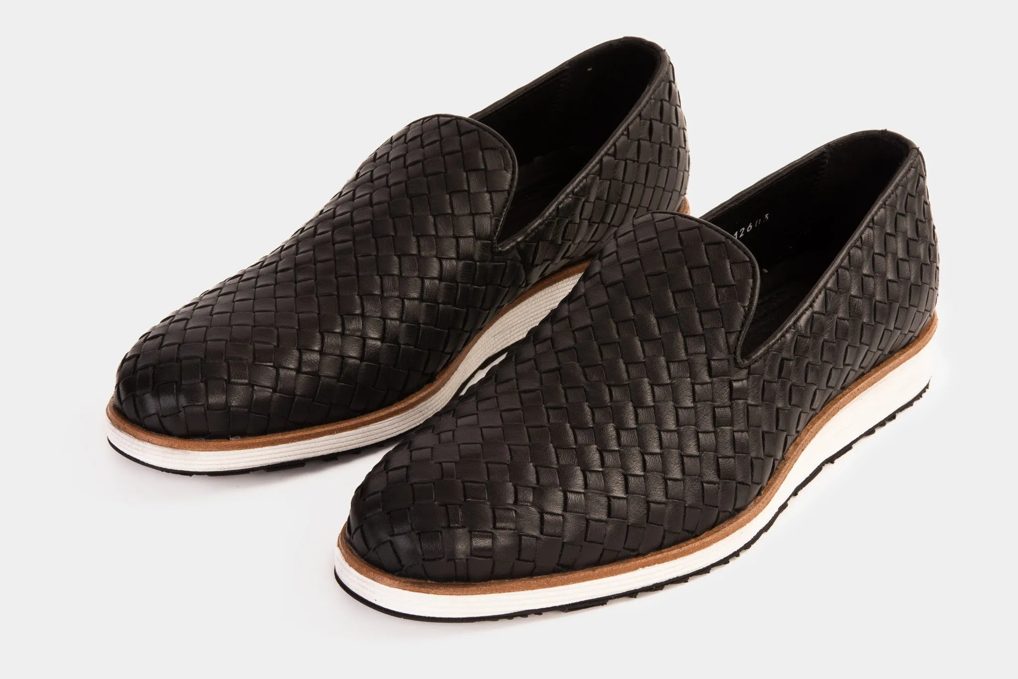 The Ostrava Black Leather Woven Slip-on Loafer Men Shoe Final Sale!