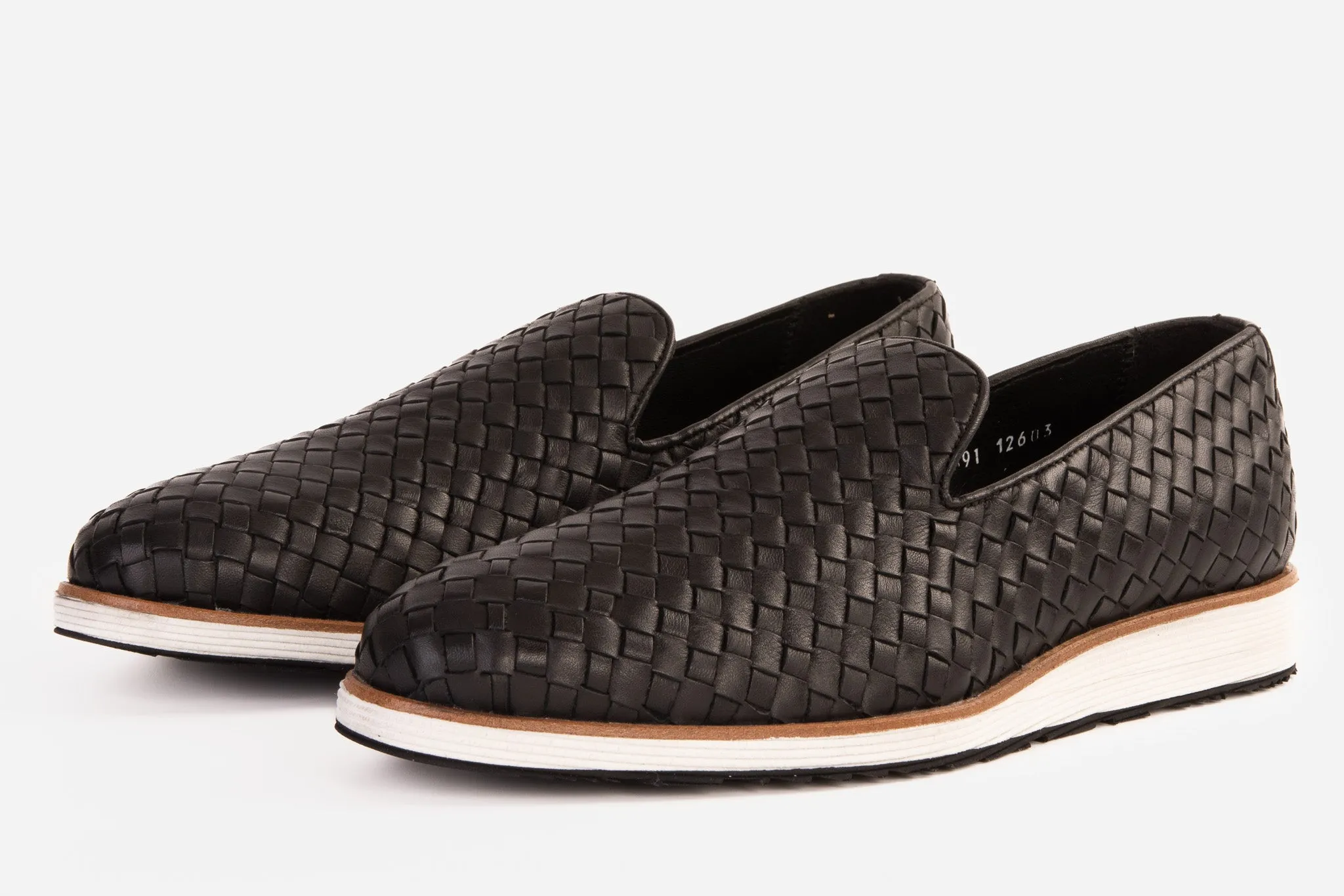 The Ostrava Black Leather Woven Slip-on Loafer Men Shoe Final Sale!