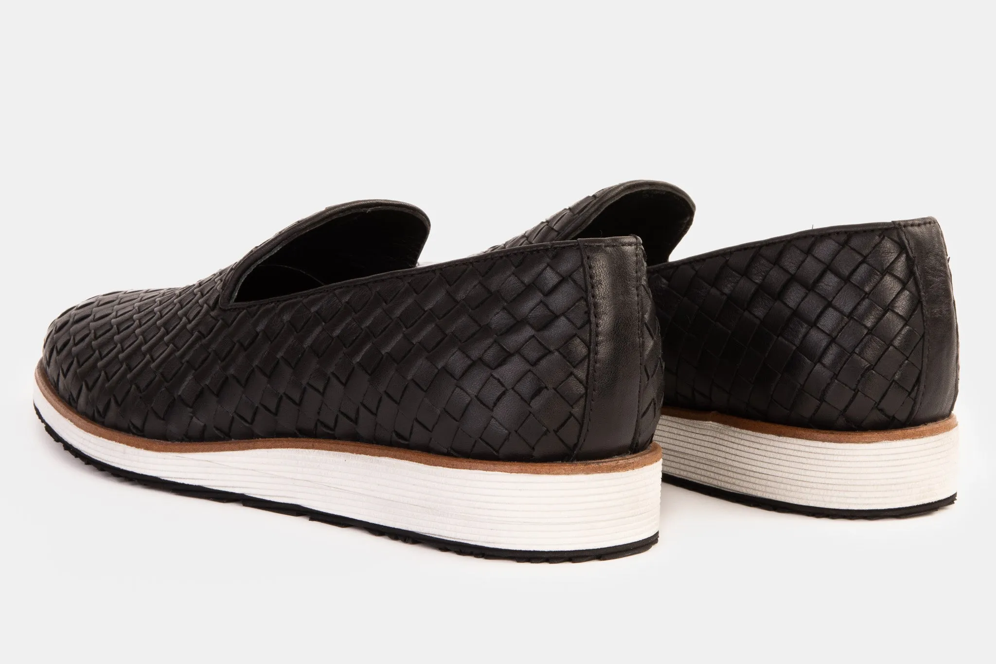 The Ostrava Black Leather Woven Slip-on Loafer Men Shoe Final Sale!