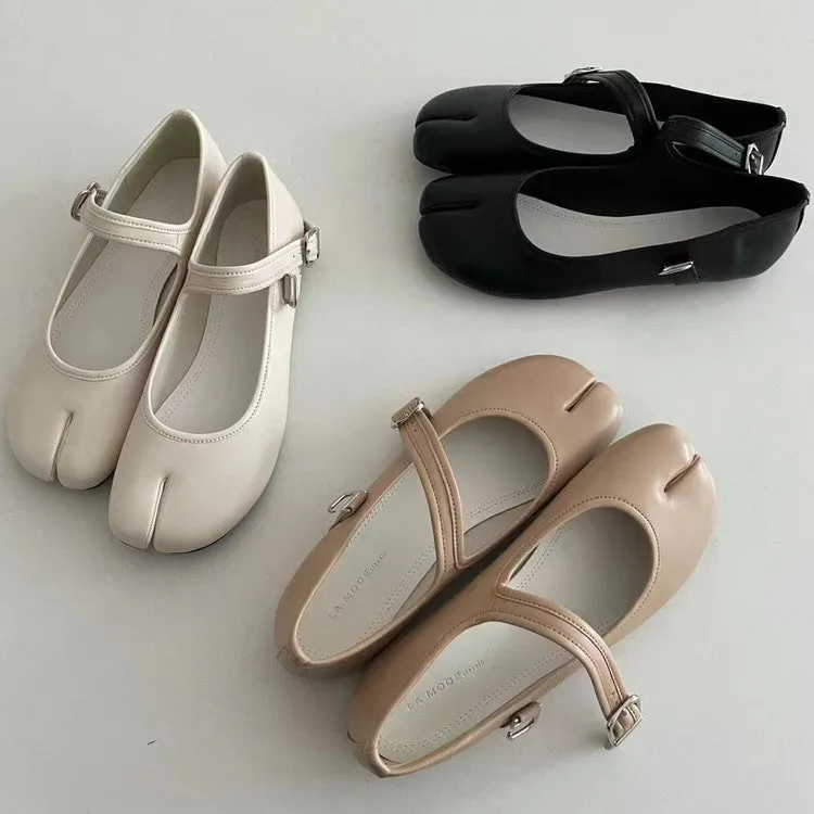 Elegant Split-Toe Tabi Ballet Flats for Women - French Style by Uniwim